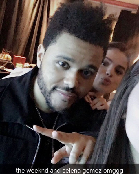 May 26: Selena with The Weeknd backstage at his show in Toronto, Canada. 
