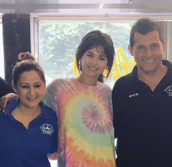 August 3, 2018: Selena Gomez with fans at a diner in Fleischmanns, NY.
