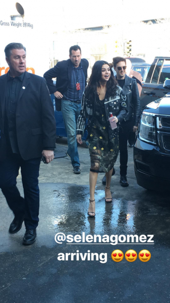 February 14: Fan taken photo of Selena of Selena arriving at the Coach fashion show (credit: matthewwolf)
