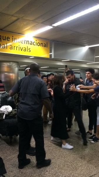 March 25: Selena at the airport in São Paulo, Brazil.
