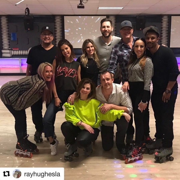 Old folks home on a field trip to the local roller rink...escorted by one, out of place, part hipster/part lost in the 80's youngster!! #OLDCHELLA My left hip is out of place. Happy Easter, everyone!!! @lh7management @selenagomez @iamemilydawn @rayhughesla @wipeyoownass
